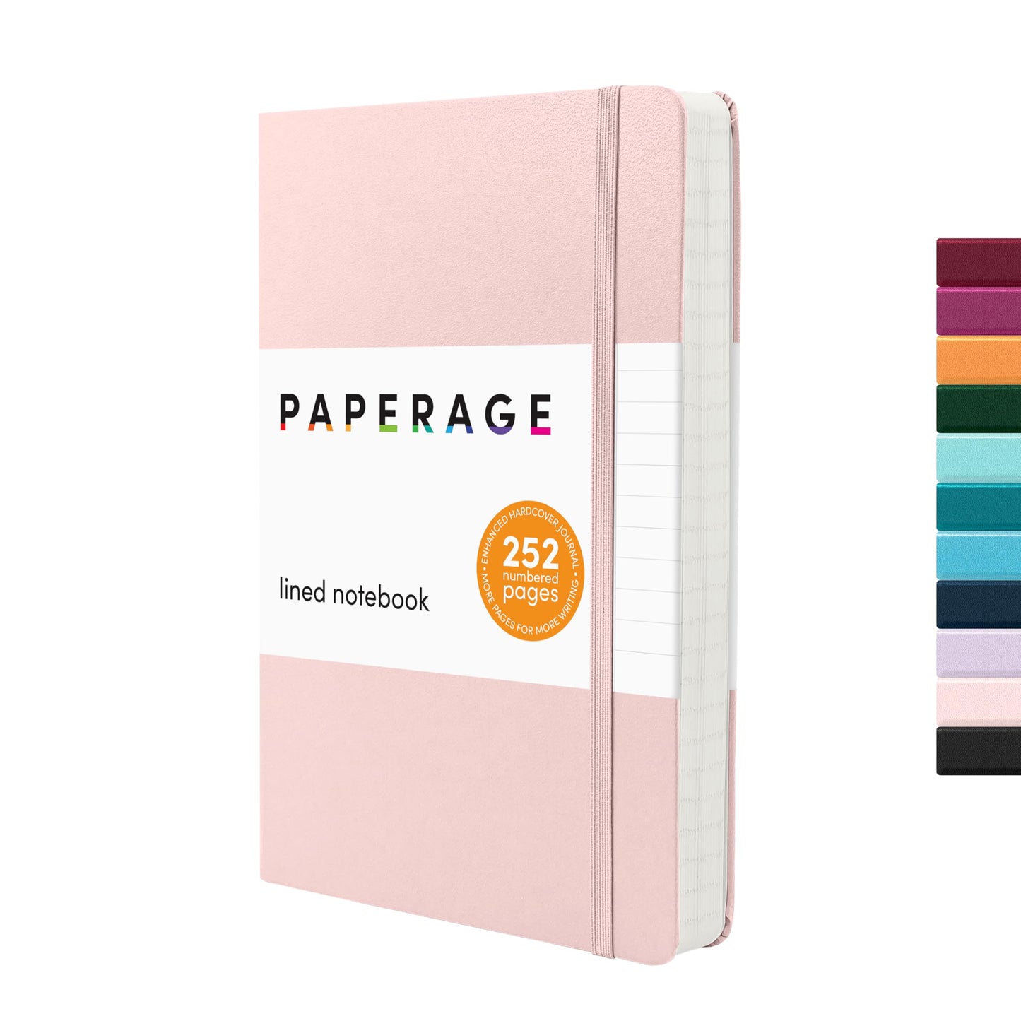 PAPERAGE Lined Journal Notebook, (Blush), 160 Pages, Medium 5.6 in x 8 in - 100 GSM Thick Paper – Hardcover Journaling Notebook for Work, School & Note Taking